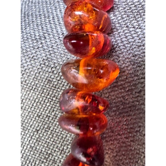 Vintage Natural Baltic Amber Beaded Necklace Polished Nugget Stones - Picture 4 of 6